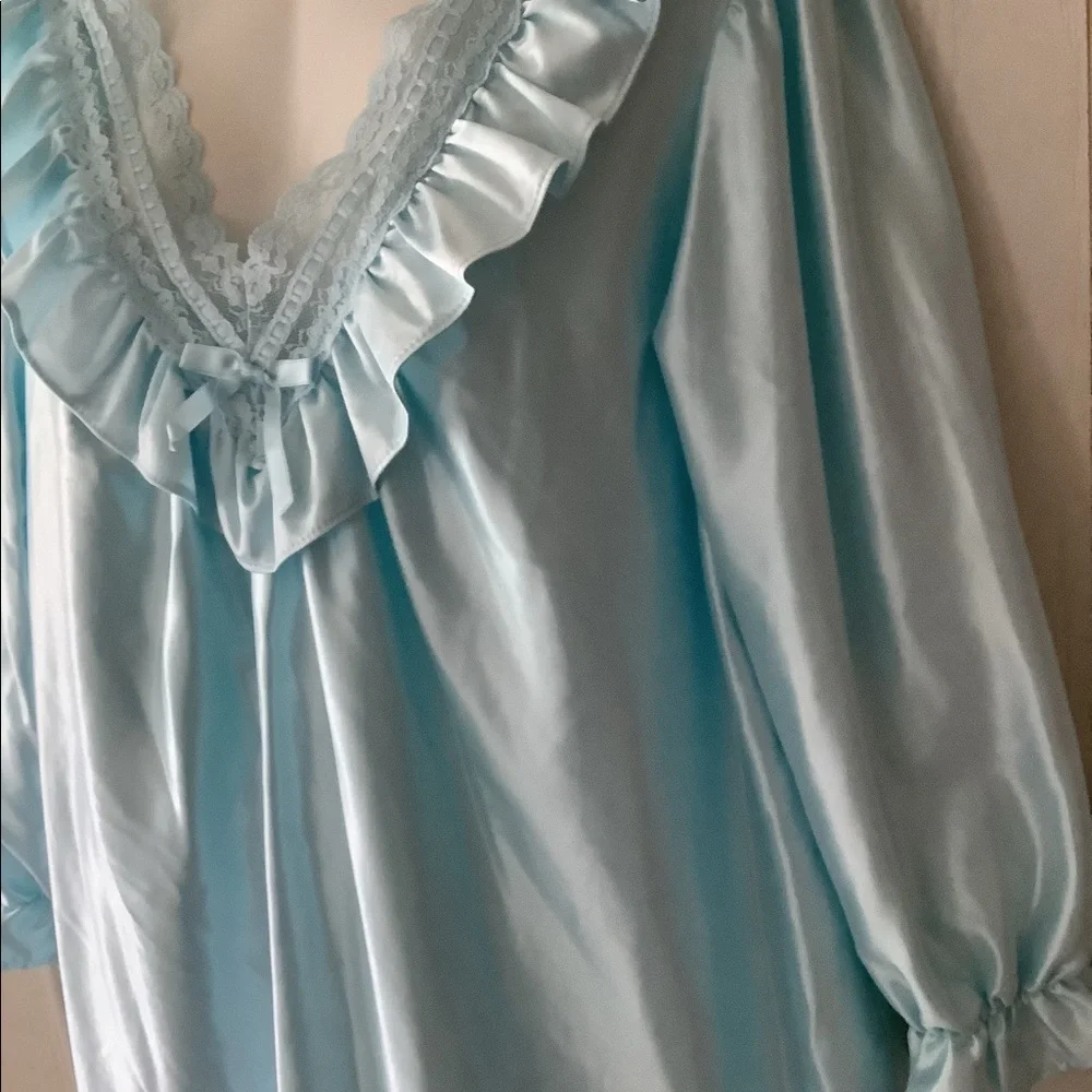 STARDUST Vintage satin babydoll nightgown Balloon Sleeves M lace🌷soft pretty